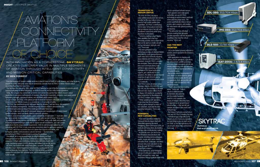 Magazine spread of SKYTRAC's article in Insight Magazine