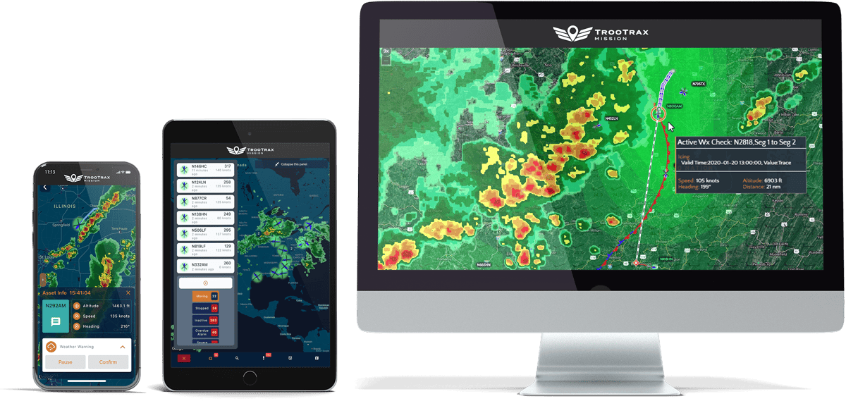 TrooTrax Software on Various Devices TrooTrax Automated Flight Following software on multiple devices.